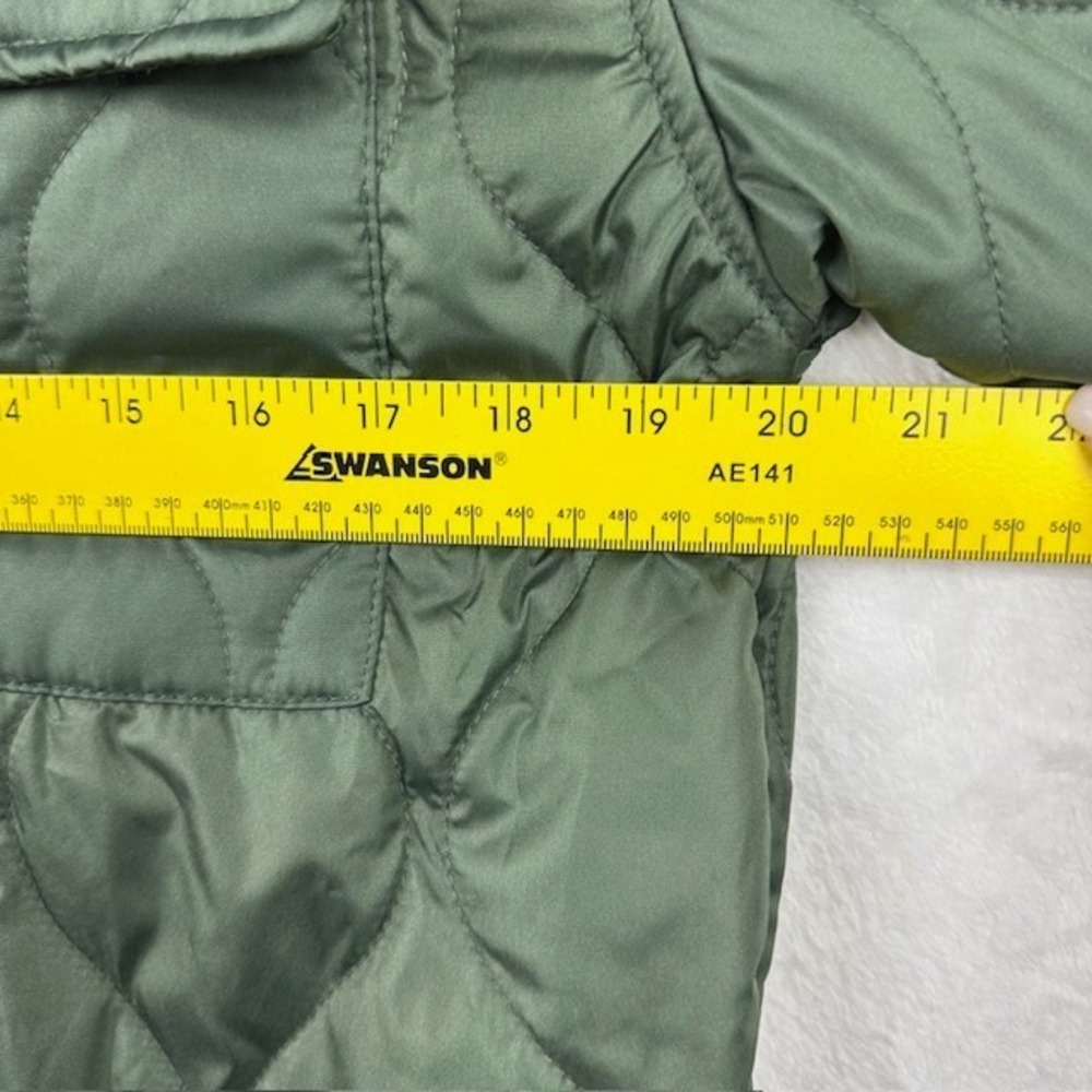 1 Sunset‎ Lane Quilted Puffer Jacket Womens S Dark Green Zip Snap Pockets Winter - Picture 11 of 13